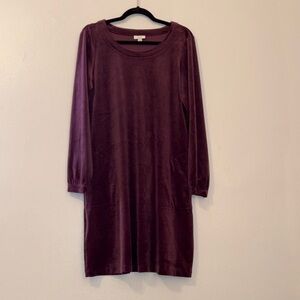 J. Jill Purple Sheath Midi Dress with Cuffed Long Sleeves